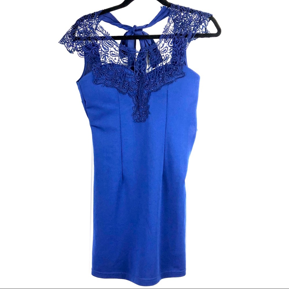 Deco style blue elegant short dress